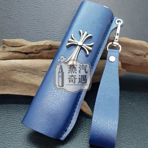 【黑色/紅色/黃色/藍色】IQOS ILUMA ONE保護套防摔皮革 哥德風十字造型金屬感設計 適用4.0 / 6 / 7 代一體機|真皮質感|附掛繩