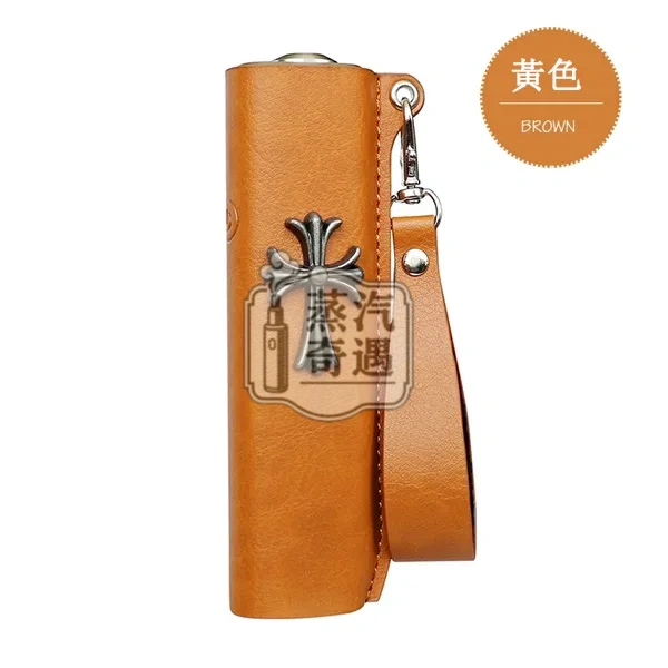 【黑色/紅色/黃色/藍色】IQOS ILUMA ONE保護套防摔皮革 哥德風十字造型金屬感設計 適用4.0 / 6 / 7 代一體機|真皮質感|附掛繩