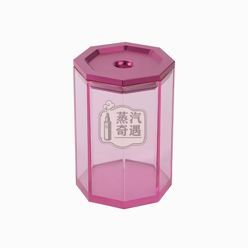 透明IQOS煙灰缸 粉色蓋子加粉色透明缸體特寫圖